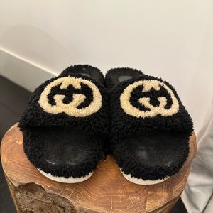 Gucci Interlocking G Logo Merino Wool Slides